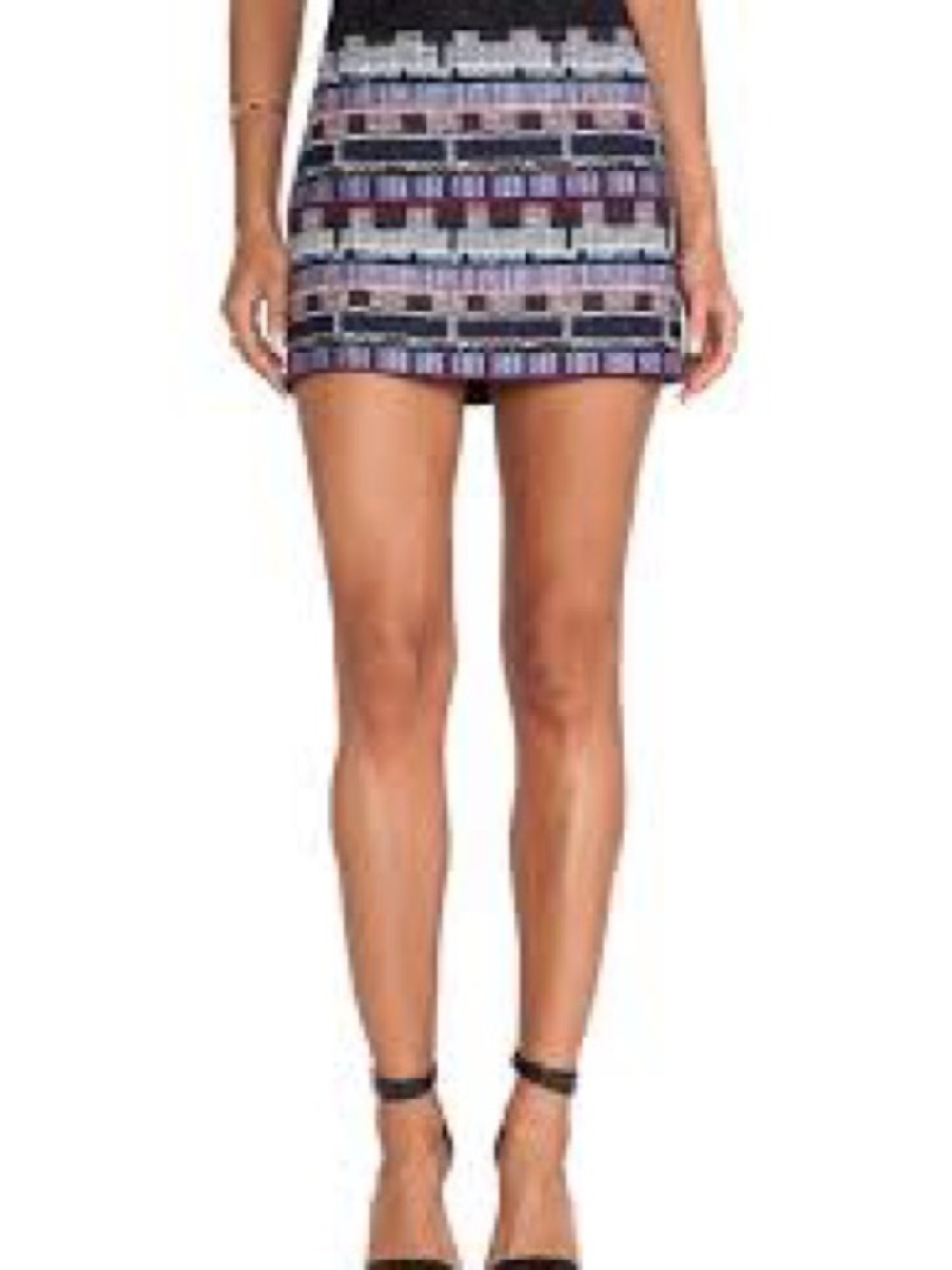 Milly Navy and red Geo Stripe Mini Skirt